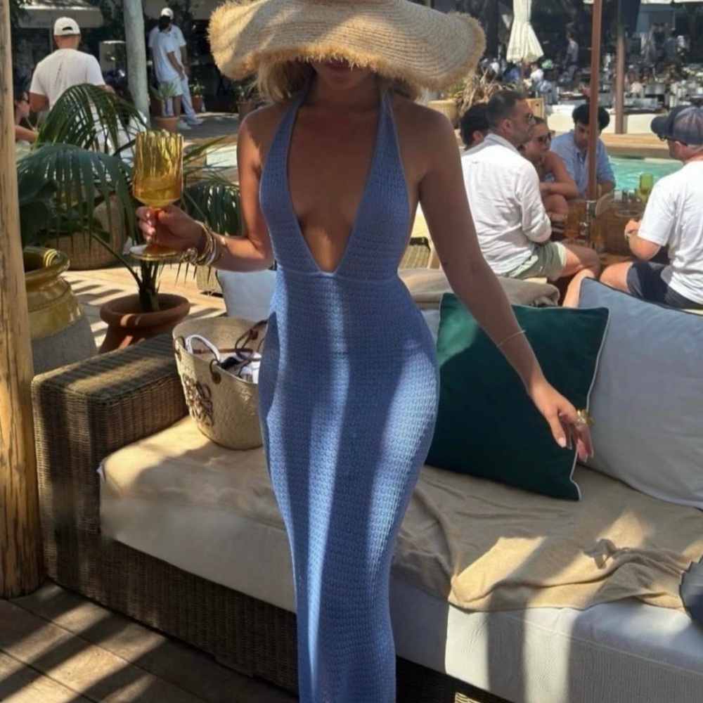 Statement Summer Cover up pool dress.  Halter.  Size 8.